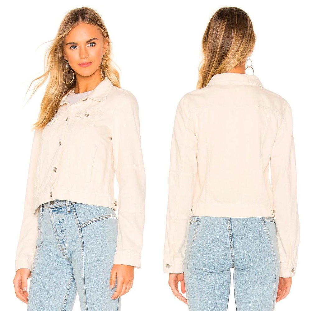 Free People Rumors Denim Jacket in Ivory